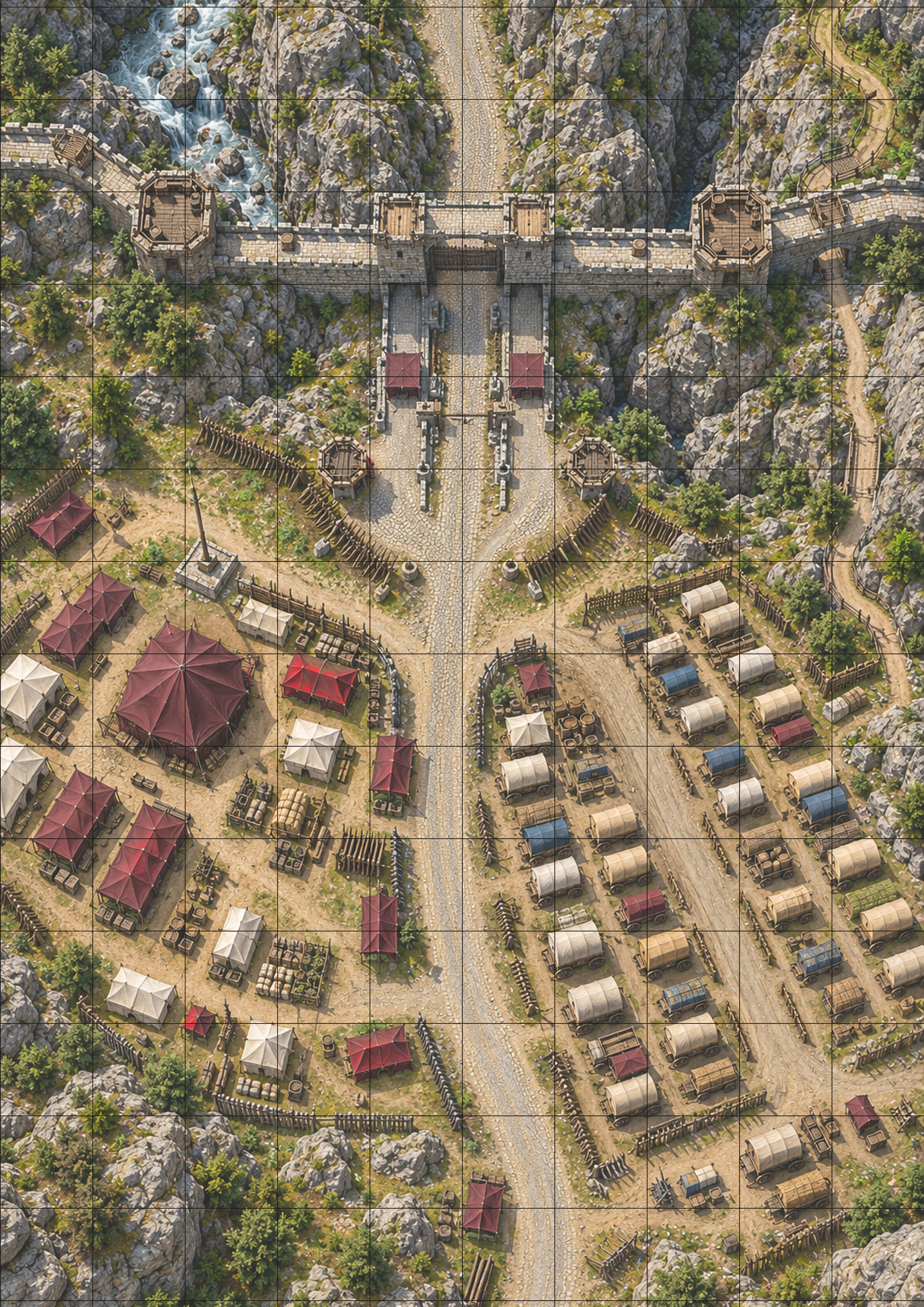 Mapa de viagem e aventura de fantasia medieval
